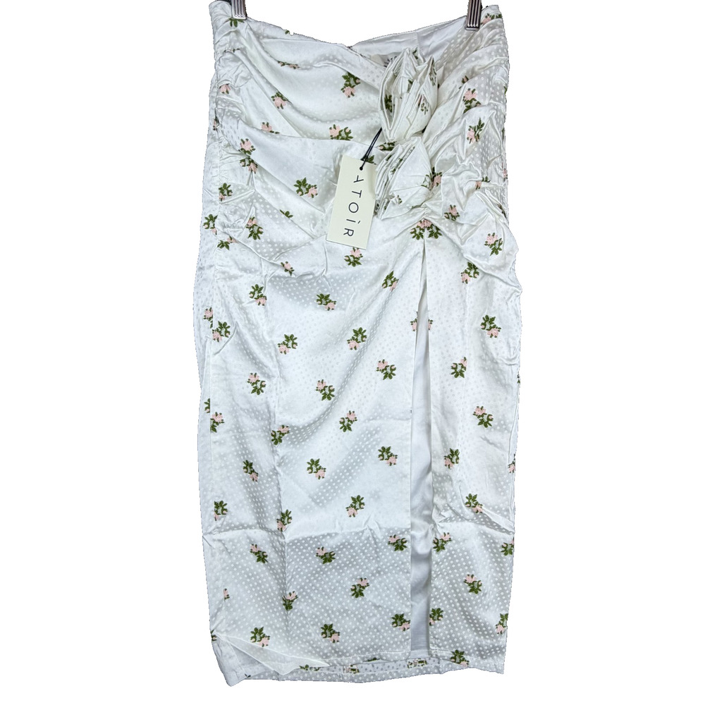 Atoir Petal Skirt Womens 6 Off White Rapture Rose 3D Flowers‎ Office Siren Pinup